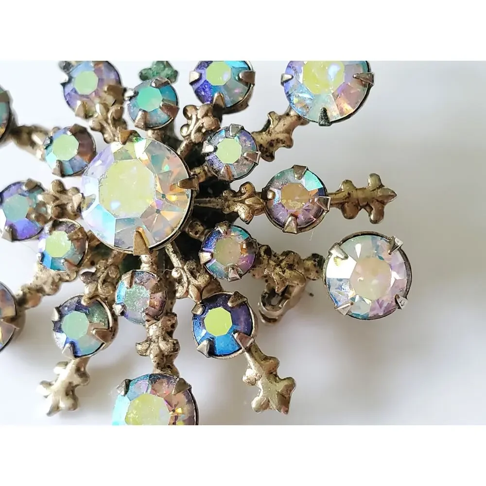 Vintage AB Iridescent Rhinestone Brooch